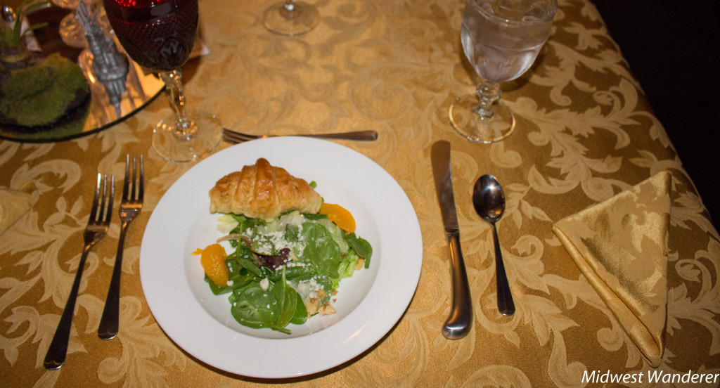Salad course at Pythian Castle Murder Mystery Dinner, Springfield MO