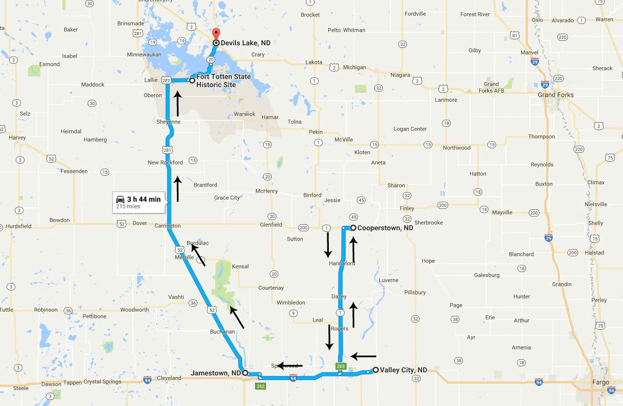 North Dakota Road Trip Day 2 Map