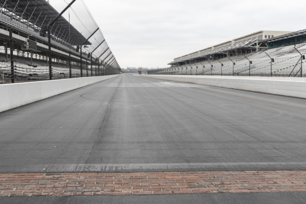 An image of the Indianapolis Motor Speedway oval track surface.