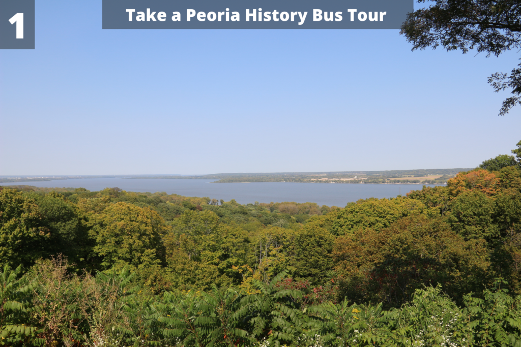 View of Illinois River on the Peoria History Bus Tour