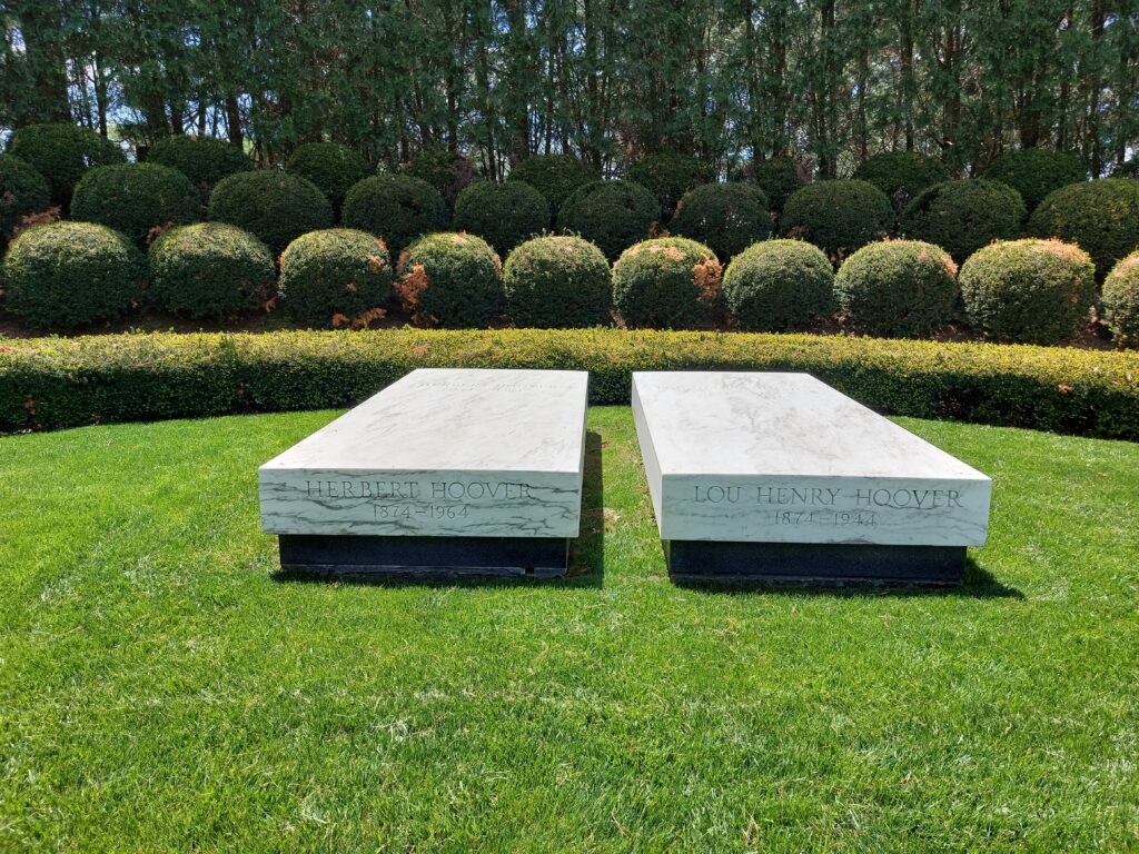 Grave site of Herbert Hoover and his wife Lou on the grounds of the Herbert Hoover National Historic Site