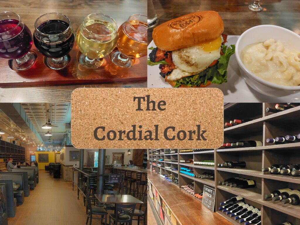 Cordial Cork wine rack, wine flight, sandwich