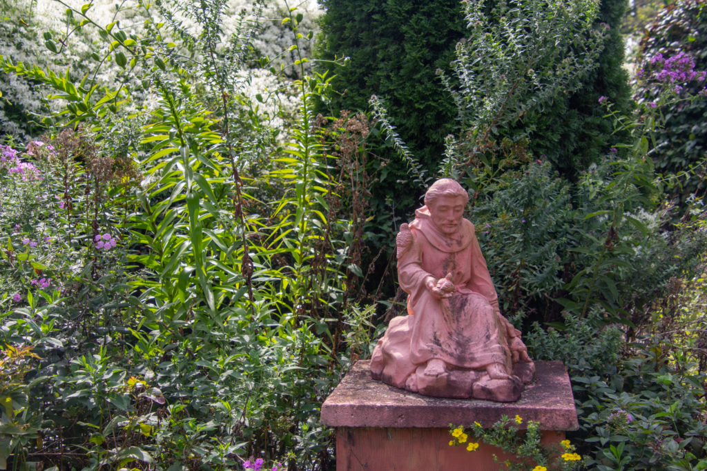 St. Francis of Assisi statue amidst the Weber garden