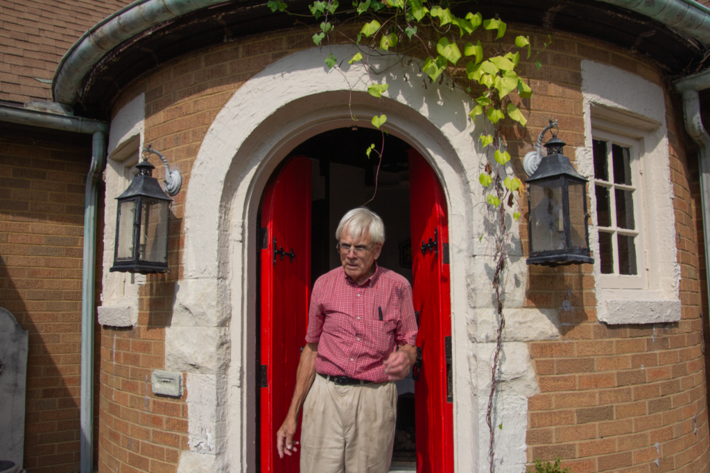 Ted Weber in the Weber House doorway