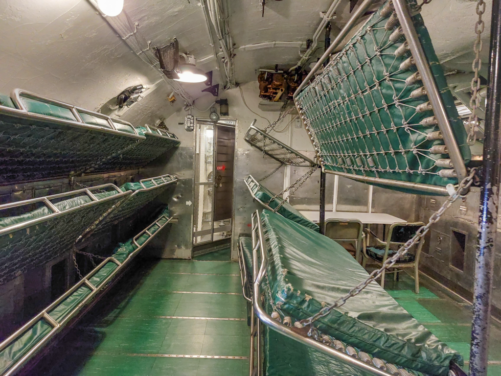 Cots hanging in the USS Drum submarine