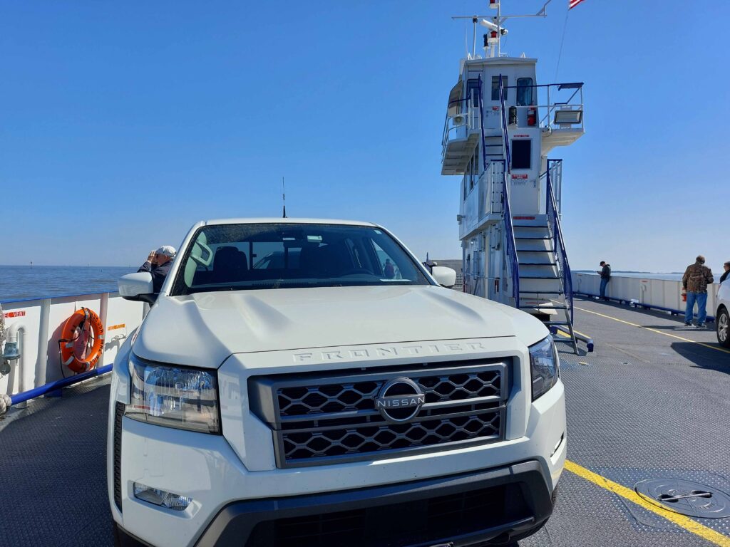 Pickup truck on a ferry boat