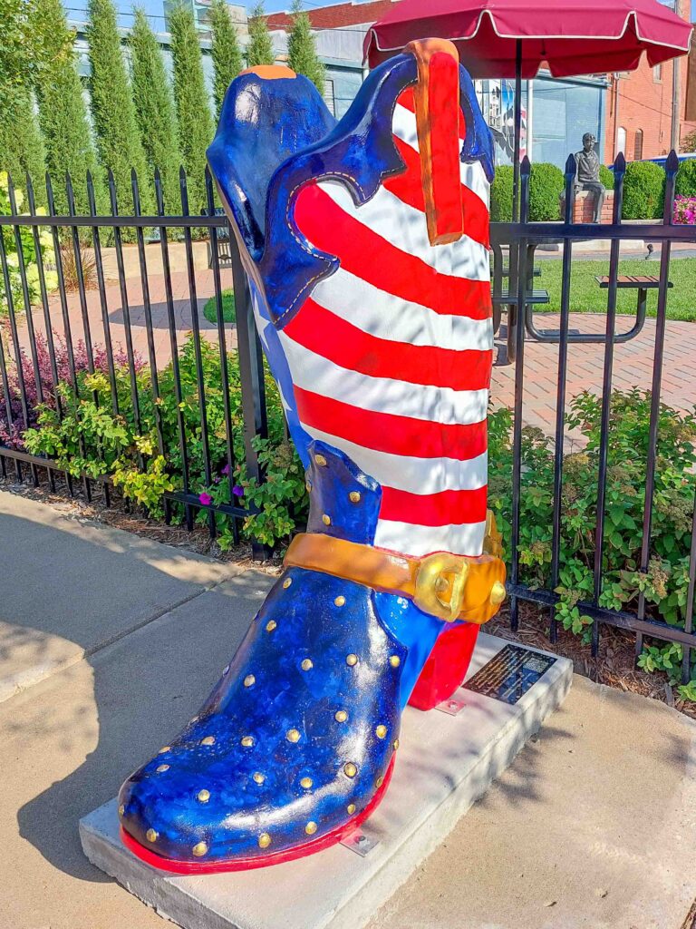 Red, white, and blue cowboy boot