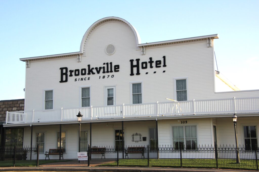 Outside view of the Brookville Hotel