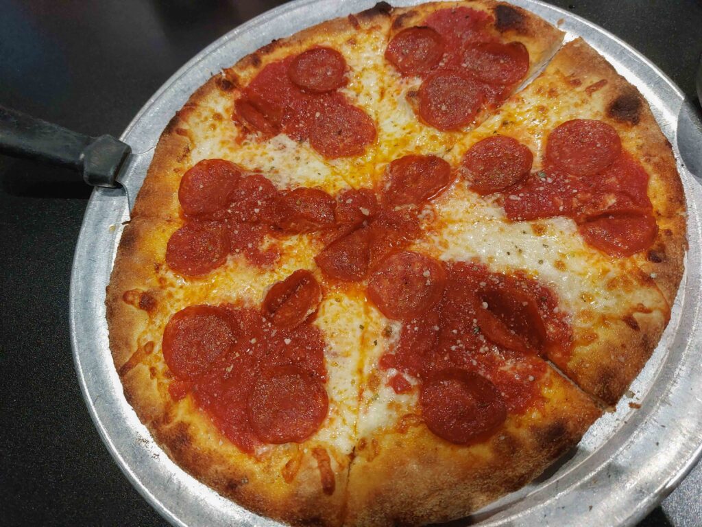 Pepperoni Pizza on a pizza pan